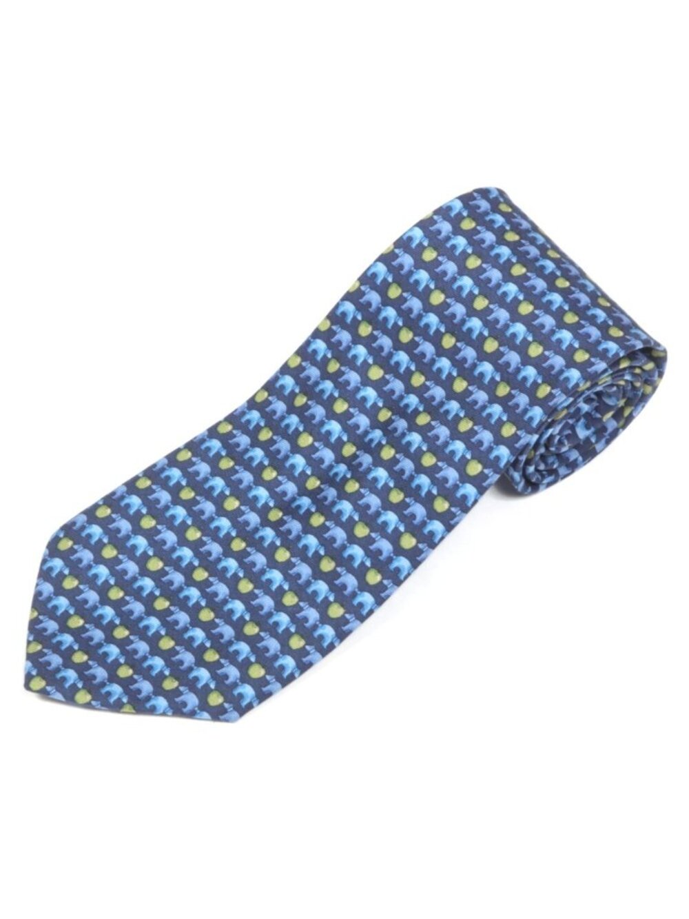 BROOKS BROTHERS Blue Dog Green Apple on Black Men's Silk Neck Tie